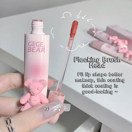 6 Color Girl's Velvet Matte Lipstick Blush Waterproof Long Lasting Cute Bear Lipgloss Non-Stick Cup Makeup Lip Tint Mud Cosmetic