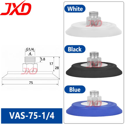 JXD Vacuum Suction Cup for Industrial Manipulator: VASB-30-1/8, Silicone Suction Nozzle VAS-15-1/8, Metal Fitting Suction Cup