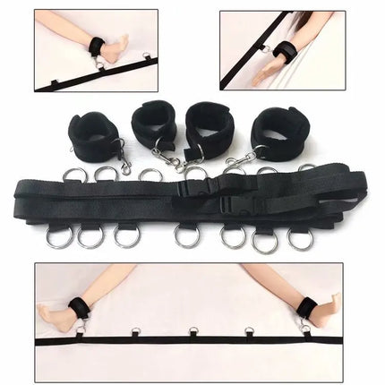 SM Erotic Toys 18+ Adult Games Bed Restraint BDSM Bondage Handcuffs Sextoy Slave Ankle Cuffs Couple Strap Bed Open Leg System
