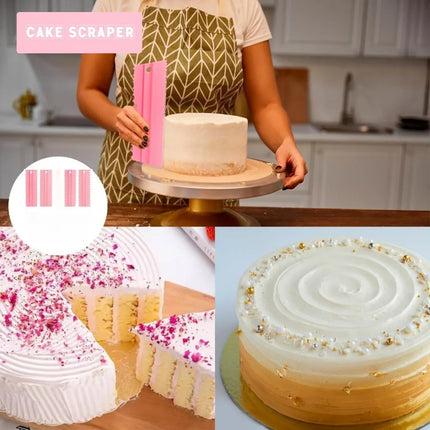 4Pcs Plastic Cake Scraper Stripes Edge Side Cake Pattern Cream Scraper Cake Decorating Comb DIY Baking Tools Baking Accessories