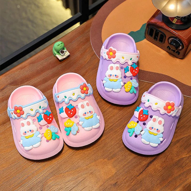 Cute Cartoon Bunny Garden Shoes For Girls Soft Sole Clogs For Baby Breathable Non-slip Indoor Outdoor Beach Sandals Trendy