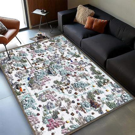 3D HOMM3 Heroes of Might and Magic Map Treasure Chest Retro Game Carpet Rug for Living Room Bedroom Home Sofa, Non-slip Floor Mat