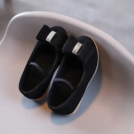 Little Girl Leather Shoes Simple Fashion Children Princess Shoes Solid Color Flats Causal Kids Versatile Bowtie Loafers Moccasin