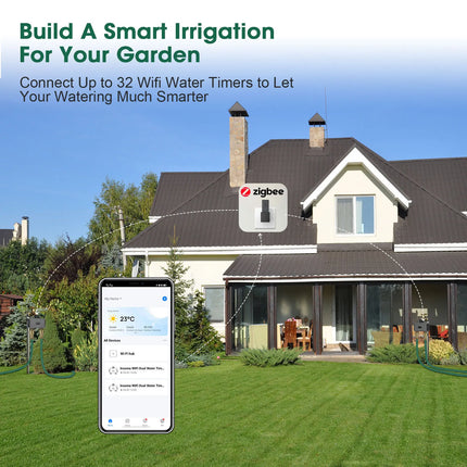 Zigbee/BT Automatic Water Timer Dual Hose Garden Irrigation Watering System Faucet Sprinkler Programmer support Alexa IPX5