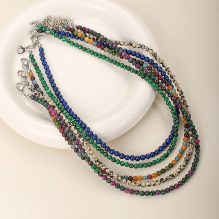 1PC 4mm natural amazonite stone beaded necklace for women ingx tiny pink wintersweet india onyx necklace women beaded jewelry