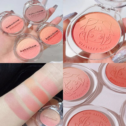 Dual gradient blush highlights natural nude makeup brightening cheeks purple blue female niche brand 2023 new