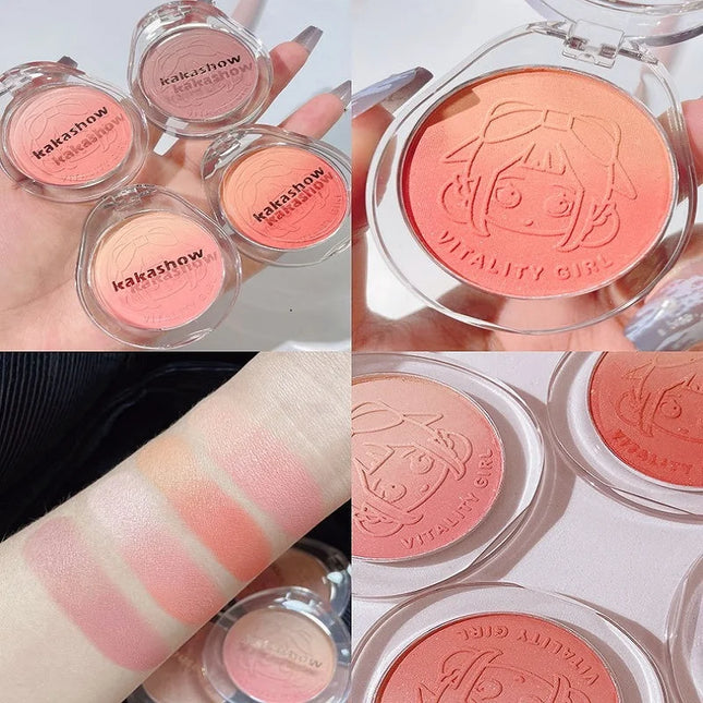 Dual gradient blush highlights natural nude makeup brightening cheeks purple blue female niche brand 2023 new