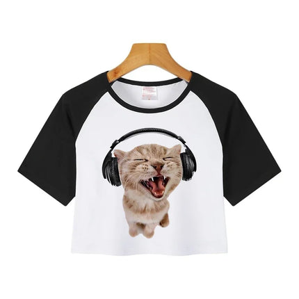 Korean Style Casual Crop Tops 2000s Y2k Print Women Tee Shirt Harajuku GOTH Cropped Mange Tshirt Funny Graphic T-shirt Female
