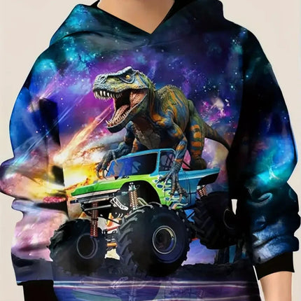 Boys' Hoodies Dinosaur 3D Print Autumn Long Sleeve Tops Pullover Baby Boy Clothes Sweatshirt Outdoor Casual Children's Clothing