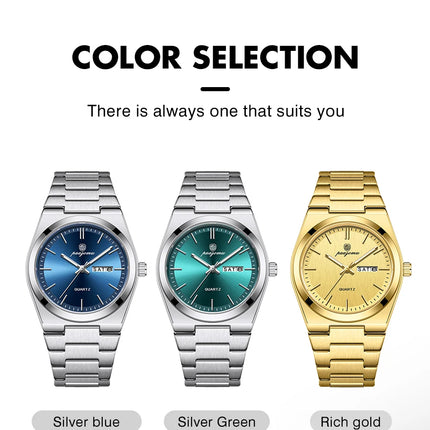 PAAZOMU Luxury Quartz Men's Wristwatch Sport Men Watches Waterproof Luminous Date Week Stainless Steel Men's Watch Male Reloj+box