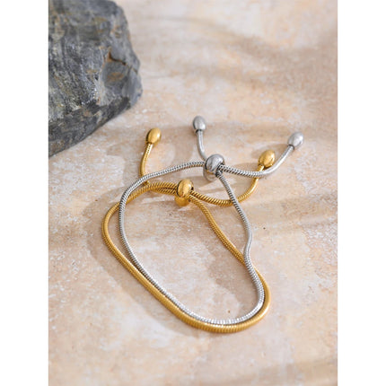 Yhpup Fashion Exquisite Basic Chain Pull-out Adjustable Bracelet Bangle Gold Platinum Plated Daily High Quality Jewelry Gift
