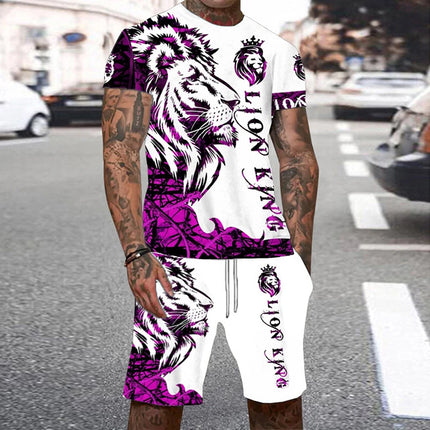 Summer Men's O Neck Short Sleeve Shorts Set 3D Tiger Printed Casual T Shirt Cool Personalized Streetwear Set Men's Sportswear