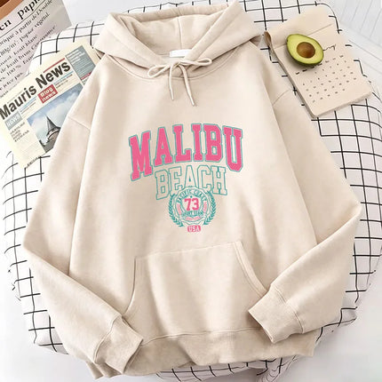 Fashion Vintage Malibu Beach Print Hoodies Casual Hoodies Sweatshirts Men Women Tops Spring Autumn Winter Clothes