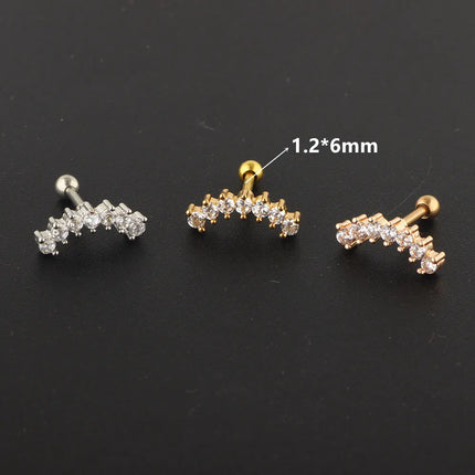 Stainless Steel Hoop Piercing Earring For Women Zircon CZ Cartilage Piercing Helix Daith Conch Tragus Rook Lobe Ear Ring Jewelry