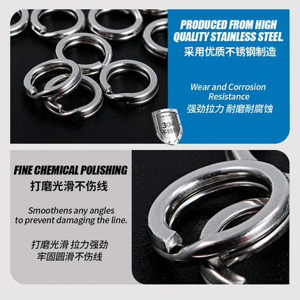 JIGGING PRO Split Rings Fishing 10/15Pcs Stainless Steel Lure Rings Fishing Connectors Snap Rings Fishing Accessories