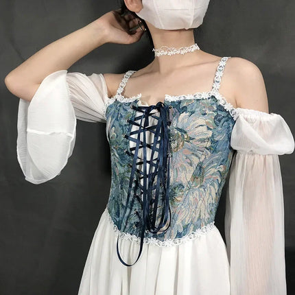 Fashion Lolita Shirt Women Corset Top Camis y2k Body Shaper Woman Clothing Blouses Sexy Waist Trainer Bustiers Ladies Underbust