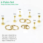 6Pairs Set H06 Gold