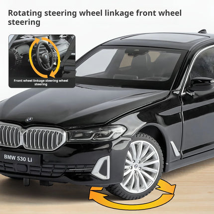 Officially authorized BMW 530 24 Scale Diecast car Model Toy with Sound &Light Pull Back Boys Gift collectible ornaments