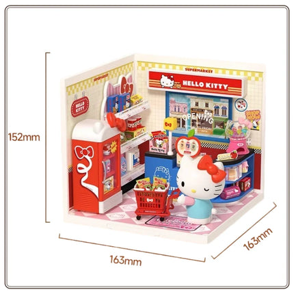 New Rolife Sanrio Super World Hello Kitty Scene Blind Box Baby House Assembly Toy Creative Ornament Gift Female Surprise Gift