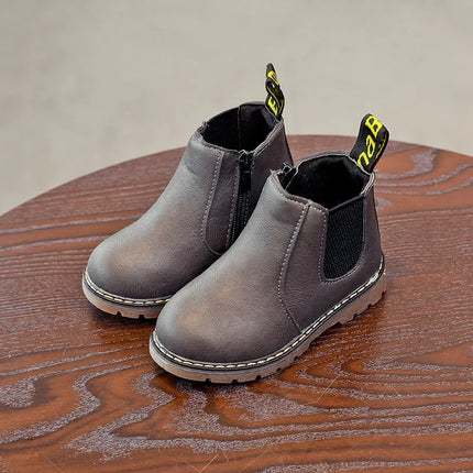New Kids Fashion Boots for Boys Girls Toddlers Big Children Ankle Boots with Zipper Warm Thick Plush Autumn Winter Chelsea Boots