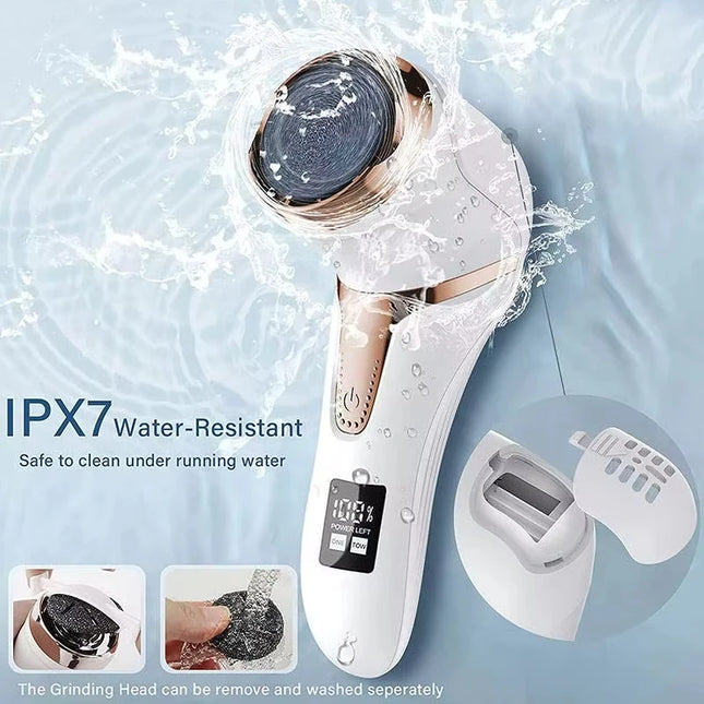 Electric Foot Callus Remover Exfoliator IPX6 Waterproof Fast Charging Foot Grinder LCD Display Dead Skin Scrubber Pedicure Tool
