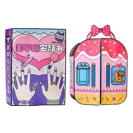 Developmental 3D Nail Shop Quiet Book Creative Homemade DIY Dress Up Puzzle Style Craft Makeup Quiet Book Toddlers