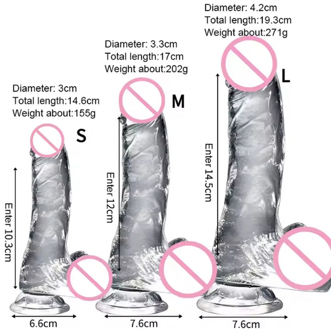 3 Sizes Realistic Jelly Dildo with Suction Cup Big Dick Female Masturbator Clitoral Stimulator Lesbian Sex Toys for Women