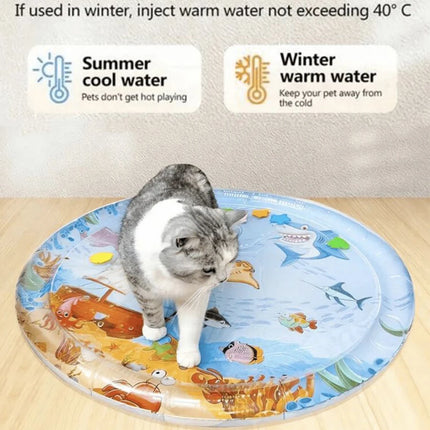 Summer pet cooling mat，Thickened Inflatable Water Mat For Cat And Dog Pet Playmat With Fish Sea Ocean Theme Sensory Toy Water