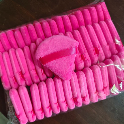 Wholesale 50Pcs Triangle Powder Puff Mini Face Makeup Sponge Cosmetics Soft Cotton Face Powder Puff Washable Velvet Makeup Puff