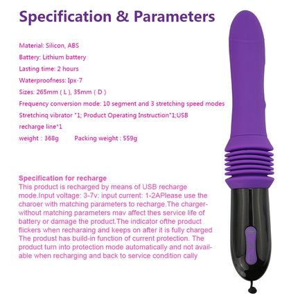 Remote Control G-spot Thrust Dildo Vibrator Clitoris Vaginal Nipple Anal Stimulator With Telescopic Vibration Mode Adult Sex Toy