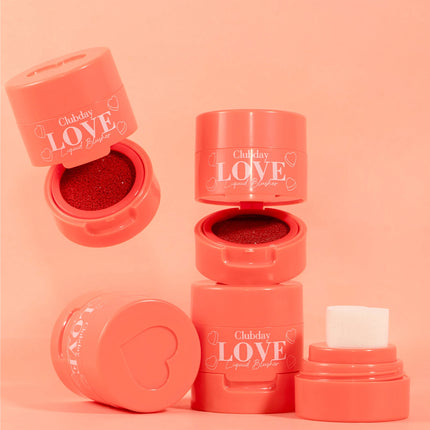 Heart Shaped Blush Stick with Sponge Head Stamp Design Waterproof and Sweat Proof to Modify Cheeks to Be Naturally Rosy