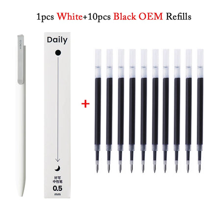 KACO Gel Pens Press Signature Pen Stationery Metal Pen Clip 0.5mm Black Ink Quicking Drying Large Capacity 800M Smooth Writing