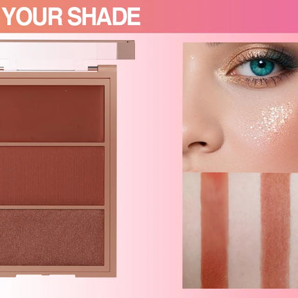 3-in-1 blusher red plate, durable, natural, easy to apply, waterproof, smooth and matte texture to create a perfect makeup