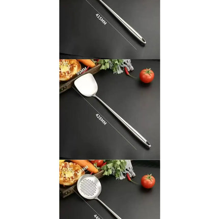 Stainless Steel Wok Spatula Metal kitchen utensils Slotted Turner Spoon Ladle Cooking Tools Utensil Set Kitchen Accessories