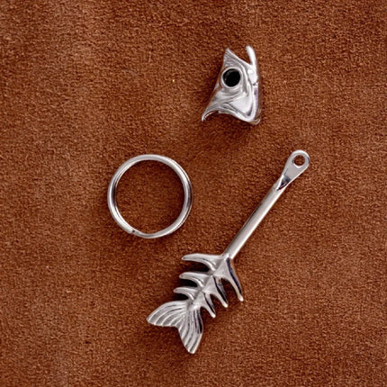 New Model Fish Bone Detachable Keychain Brooch For Car Key Bag High-End Pendant vintage Personalized Gift