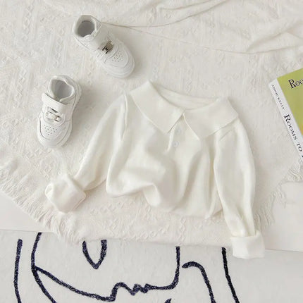 Boys And Girls Sweater Baby Children's Bottoming Shirt 2026 Spring And Autumn New All-match Polo Small Lapel Sweater