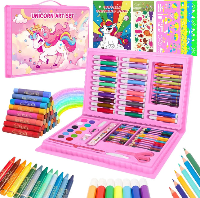 Unicorn Drawing Toys With Сoloring Book Colored Pencils Crayons Montessori Arts and Crafts Painting Kit for Kids Girls Gifts