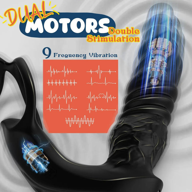 App Remote Controlled Thrusting Anal Dildo Vibrator Prostate Massager with Penis Ring Vibrating Cock Ring Adult Sex Toys for Man