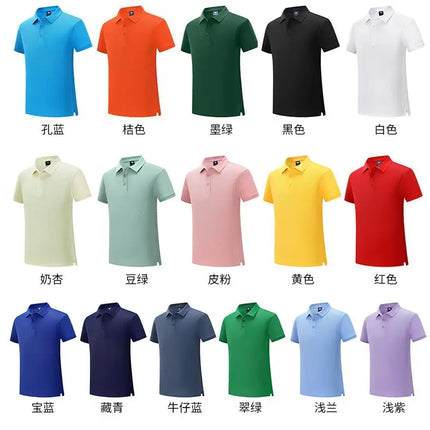 Summer 100% cotton overalls polo shirt custom company logo embroidered lapel short-sleeve T-shirt printing