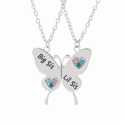 Zircon Best Friend Zircon Love Couple Pendant Necklace 2 Pcs/ Set Rainbow Broken Heart BFF Good Friends Friendship Jewelry Gift