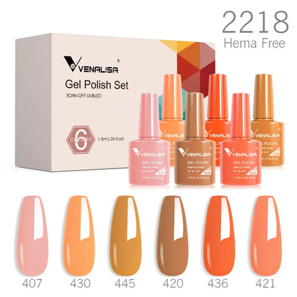 6pcs/kit VENALISA Valentine's Day Collection Lovely Pink Nails HEMA FREE TPO FREE Soak Off UV LED Semi Permanent Set Gel Varnish