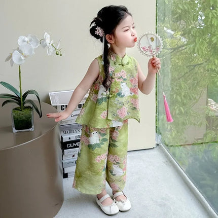 Summer Girl's Suit Cosplay Performance Costumes Ethnic Style Chinese Sets Children's Clothing Kids' Clothes Hanfu Fashion Casual