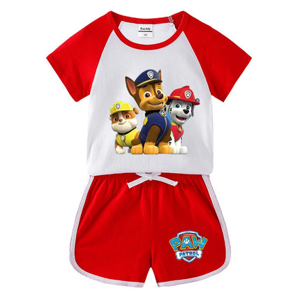 Children's Summer Pajama Set Kids Cartoon PAW Patrol T-shirt+Shorts Sets Boys Cotton Tops+Shorts 2Pcs Baby Boys Girls Sport Suit