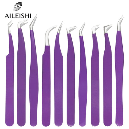 1PC Eyelashes Tweezers Stainless Steel Curved Straight Superhard Tweezers High Precision Anti-static Tweezers for Eyelashes