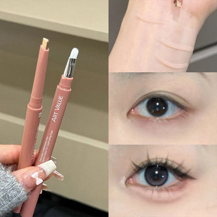 Bicolor Under Eyes Pen Double Ended Lying Silkworm Pencil Nude Lower Eyelid Contour Aegyo-sal Eyeliner Makeup with Detail Brush