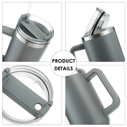 Mug Tumbler 40oz with Straw Handle Coffee Insulated 304 Stainless Steel Car Cup Keeps Cold Beer with Lids Tumbler Thermos Cup