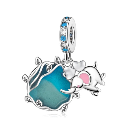 Blue Series 925 Sterling Silver Owl Butterfly Pirate Ship Car Beetle Clogs Charm Fit DIY Bracelet Necklace Fun Matching Gifts