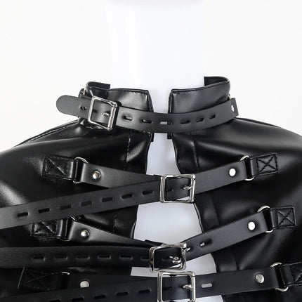 PU Bondage Jacket Hand Arm Restriction Bed Bondage Slave Training BDSM Sex Game Cosplay for Couple Body Restrain Fetter Handcuff