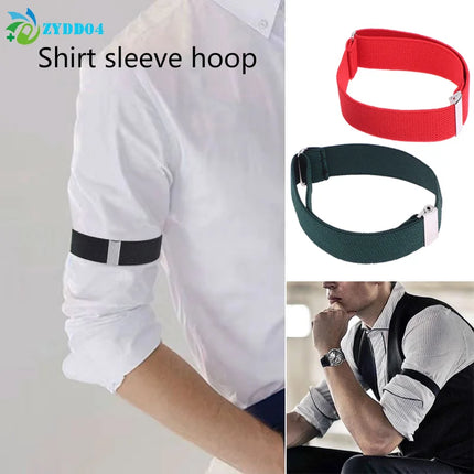 ●1 Pair Business Anti-Slip Cuff Holder Elastic Adjustable Shirt Sleeve Garter Strap Arm Band Sleeve Bracelet