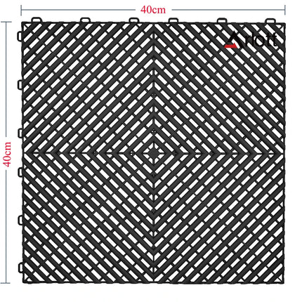 Automotive Modular Floor Plastic Interlocking Garage Floor Tiles Click Locked Hollow Drainage Car Wash Mat,40x40CM